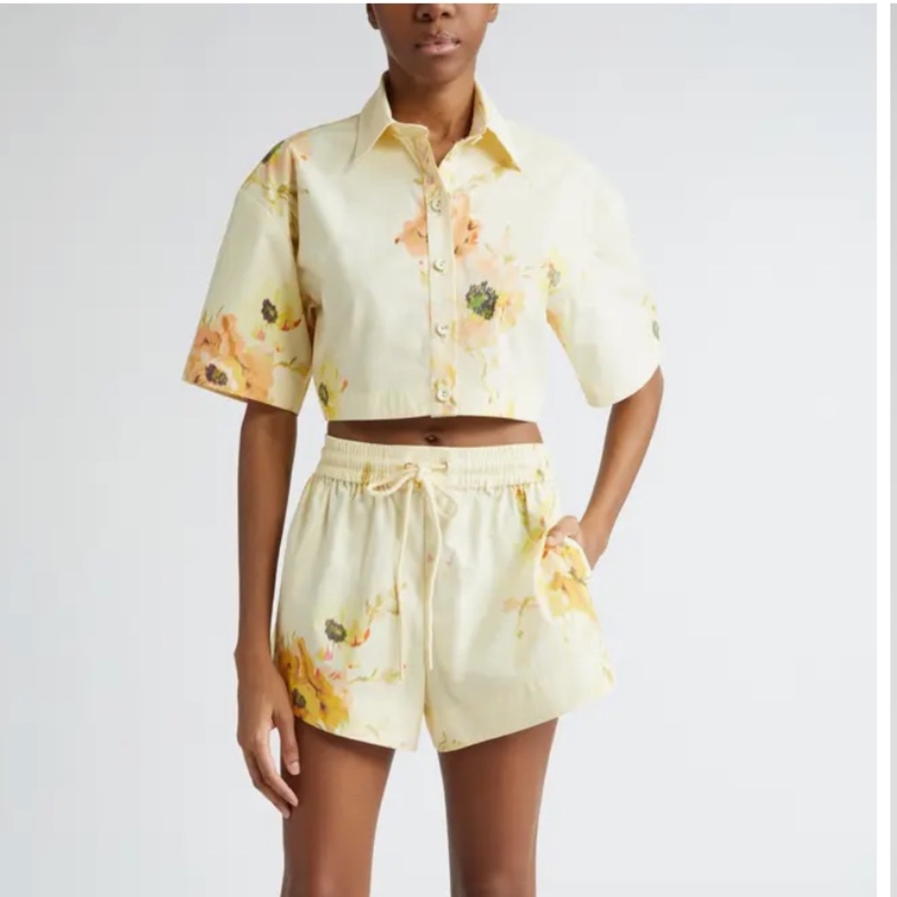 Lightburst Relaxed Crop Shirt, Zimmermann, Size 2